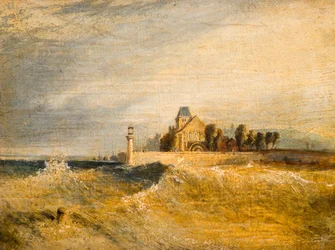Scène côtière avec jetée